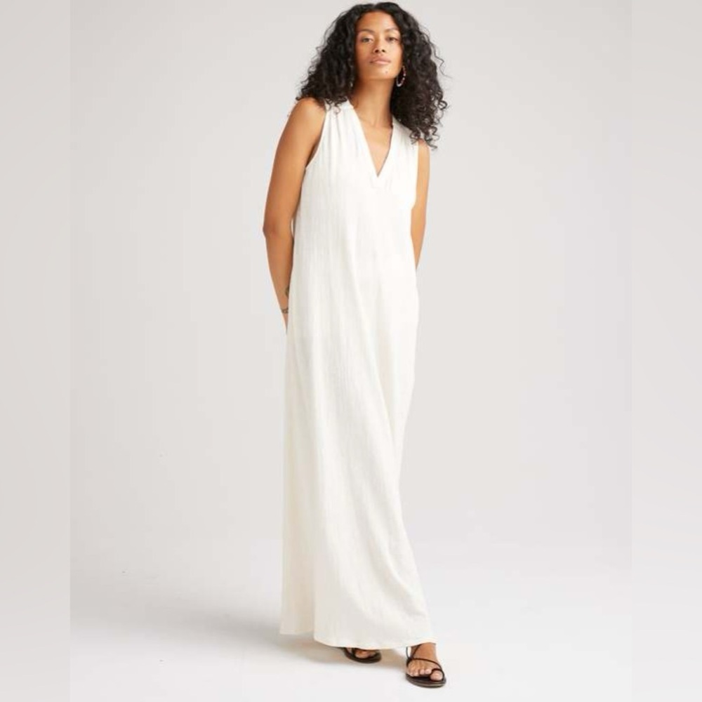 Richer Cloud Weave Vacation Cream Sleeveless Maxi Dress NWT large
